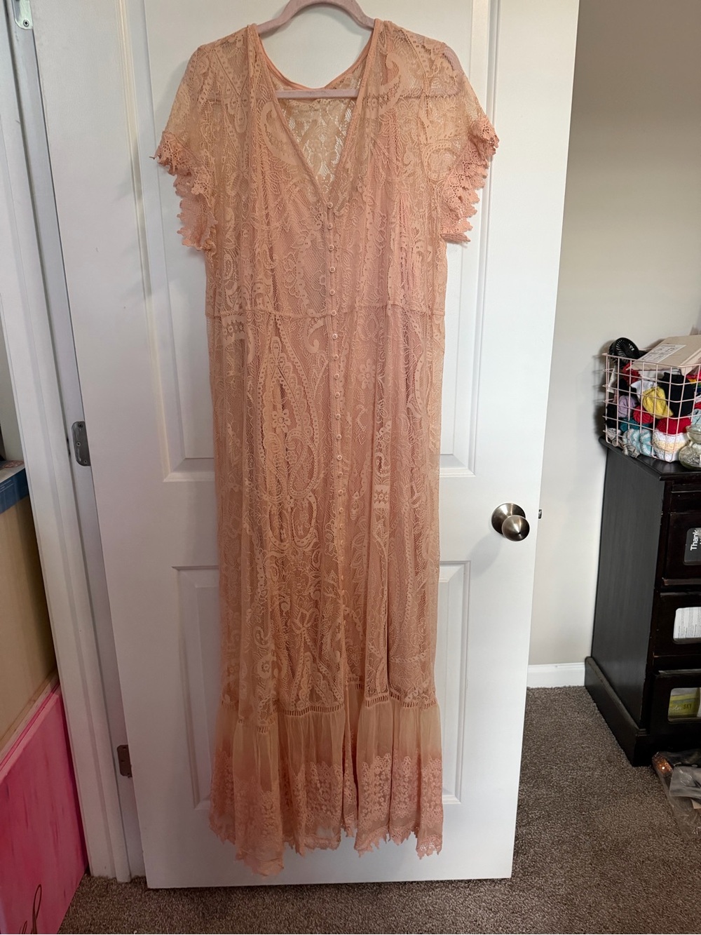 torrid Peach Lace Maxi Dress with Crochet Detail